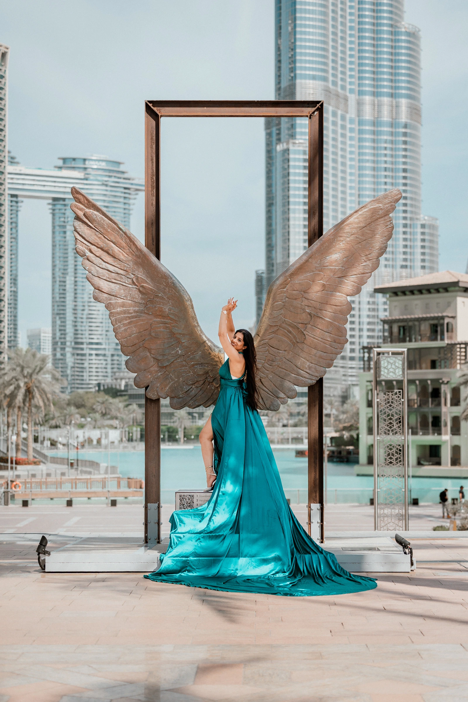 Solo woman flying dress photography session in Dubai