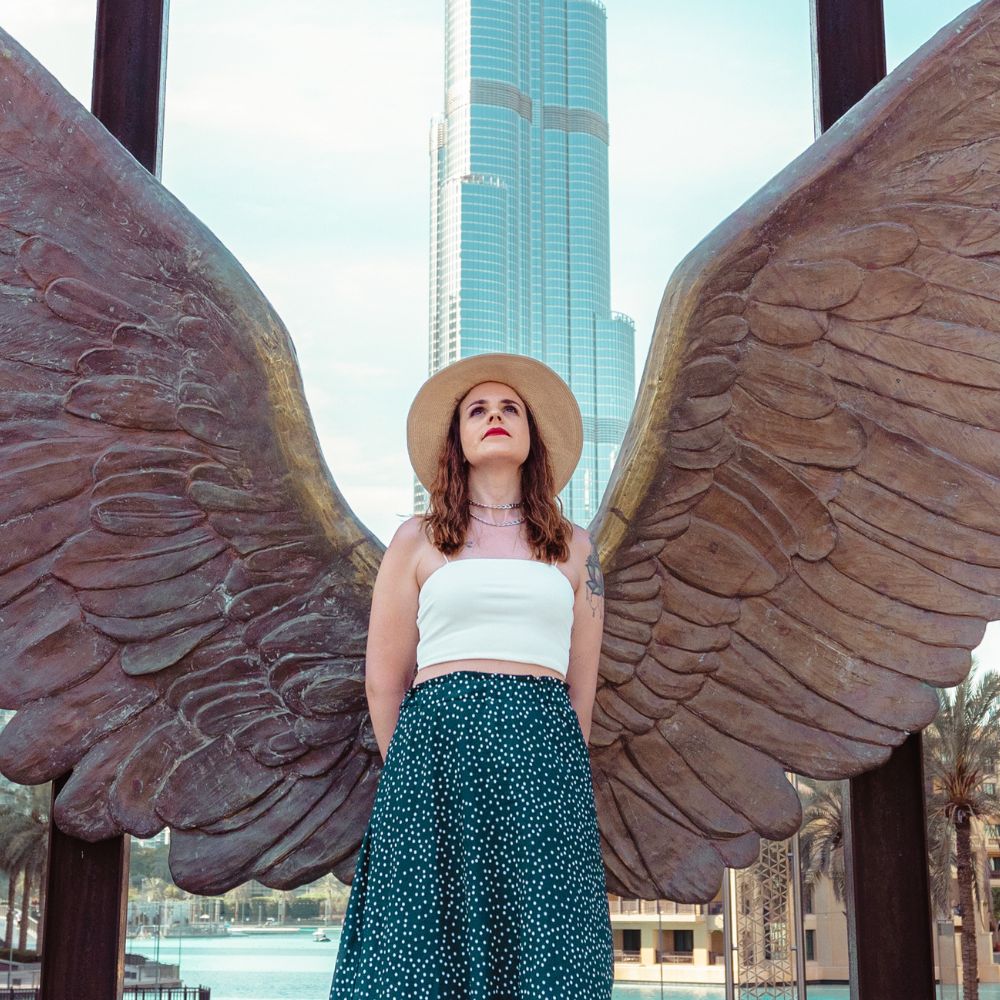 Solo woman flying dress photography session in Dubai