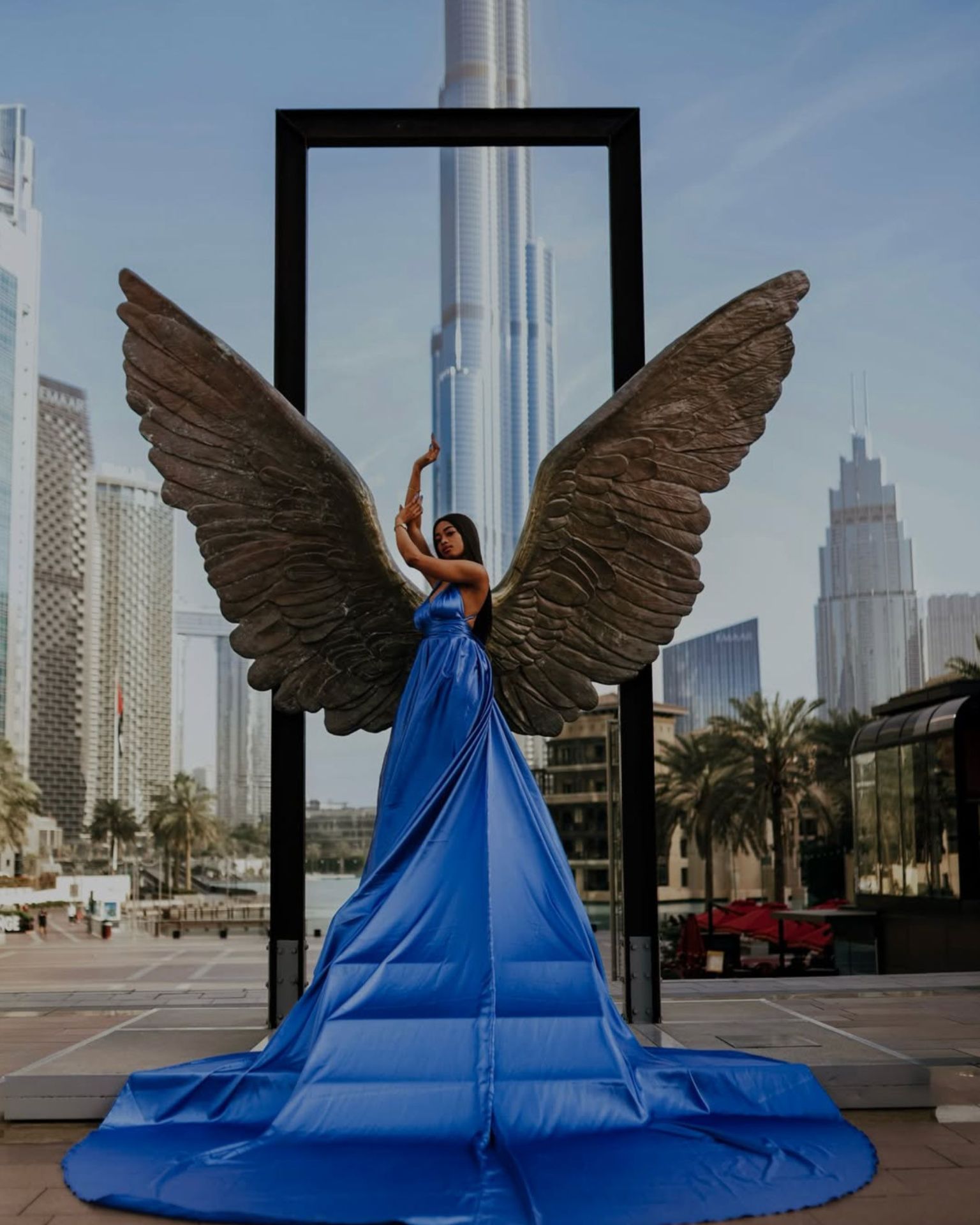 Solo woman flying dress photography session in Dubai